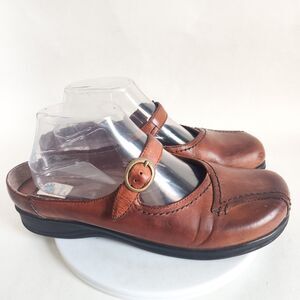Michel M. Slip On Brown Patchwork Leather Low Heel‎ Mary Jane Mules Loafers 8M